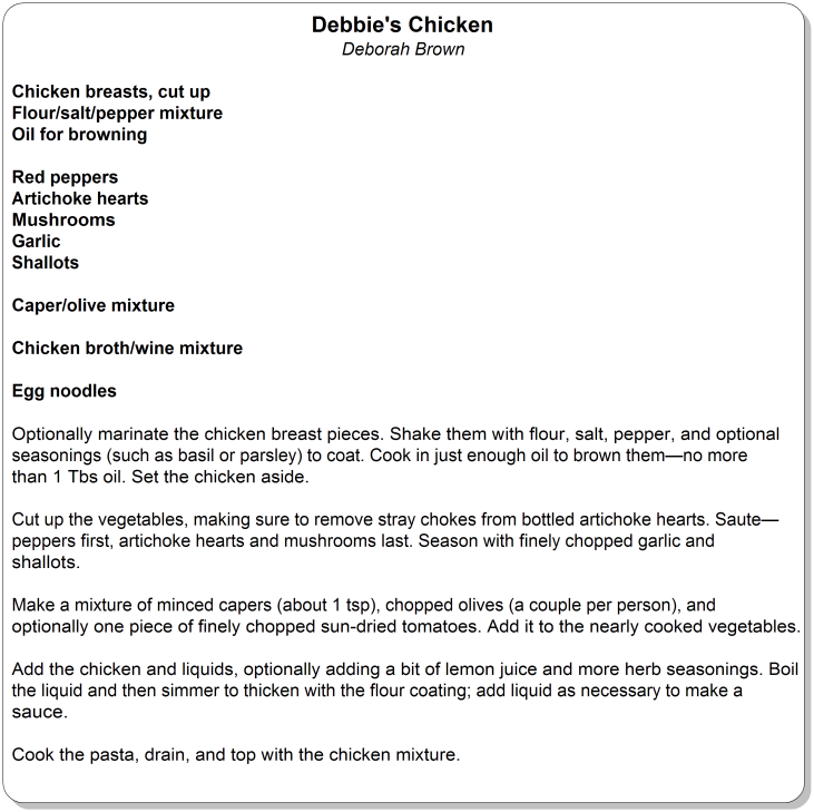 Sample Chicken Recipe